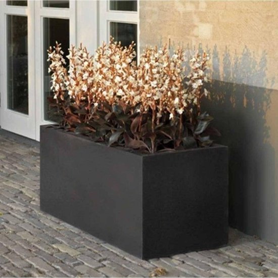 Capi Nature Rib 31x16x29cm rechthoekige plantenbak antraciet