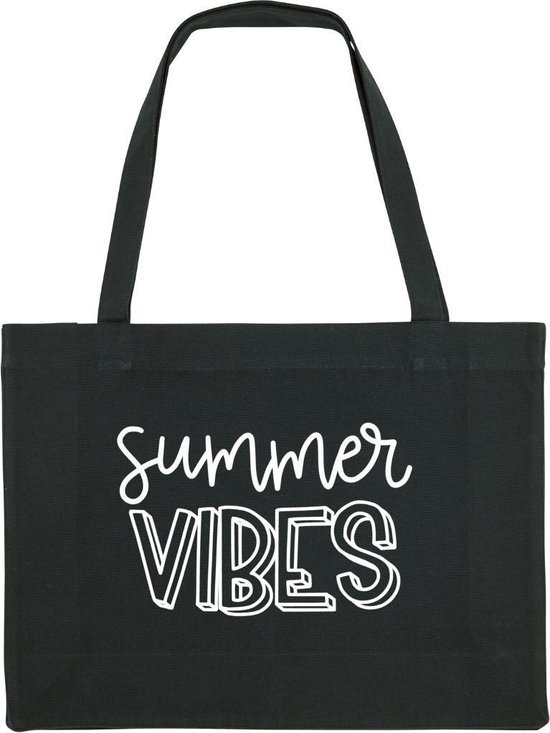 Summer vibes shopper / Shopping Bag / Zwart met witte letters