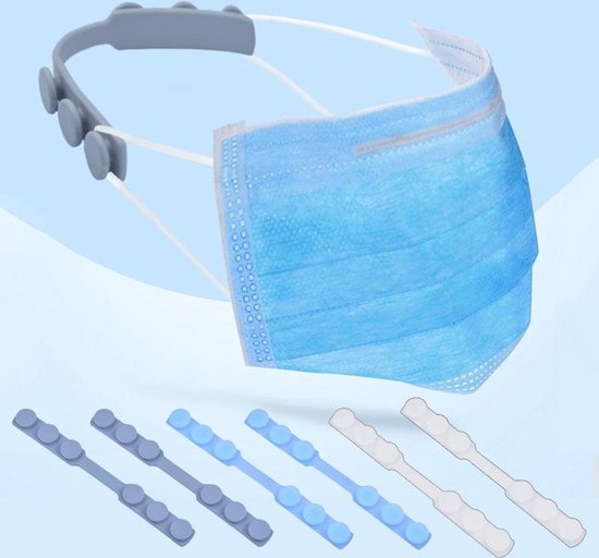 2 STUK Siliconen Mondkapje Houder kleur Blauw  - Voorkomt Irritatie en Pijn - Houdt uw Mondkapje Strak - Earbuddies - Ear Savers - Earsaver - Mondkapje Verlenger - Mondmasker Houder - Aantrekhulp - Oorbeschermer - Sileconen - Band - Haakje