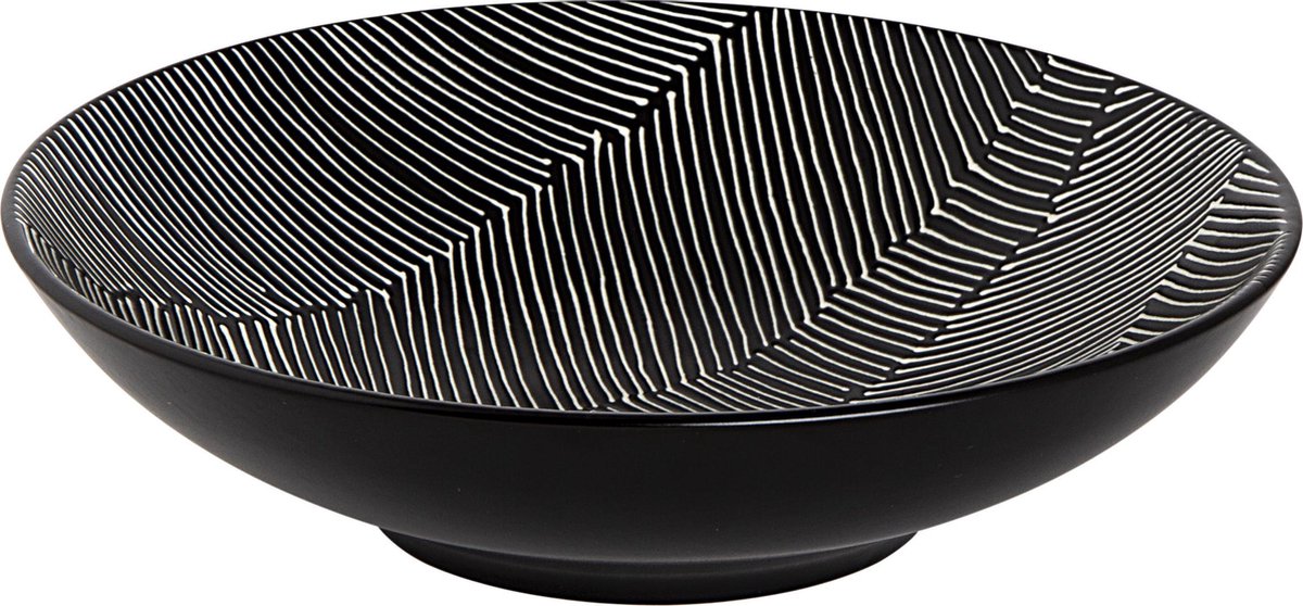 Palmer - Leaf - Schaal - Kom - Reliëf - 70 cl - ø 19 cm - Zwart - Stoneware - Bordenset
