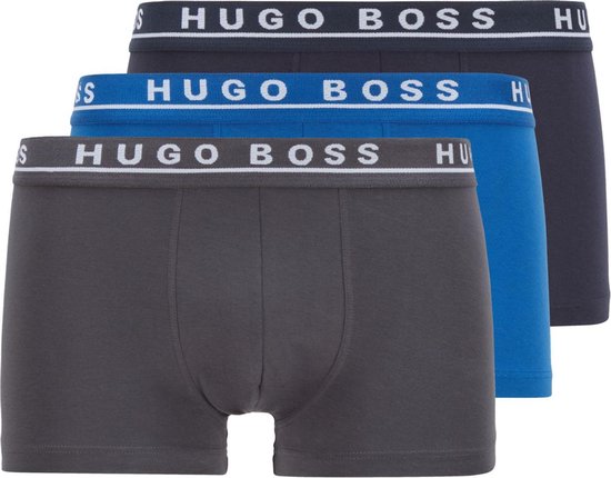 marionet meest Glans Hugo Boss 3-pack Boxershort / Trunk Cotton Stretch Zwart, Grijs, Blauw |  bol.com
