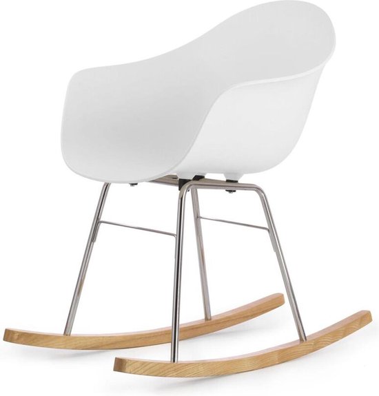 Lukas schommelstoel Wit – Met armleuning - Metalen poten - kuipstoel -... | bol.com