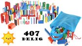 Kleurrijke Domino stenen Speelset met leuke extra's - Hout - 407 Delig