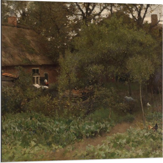 Dibond - Oude Meesters - De moestuin, Anton Mauve, ca. 1885 - ca. 1888 - 80x80cm Foto op Aluminium (Met Ophangsysteem)
