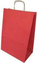 50 rode papieren  draagtassen Van Gekleurd Kraftpapier Met Gevlochten Oren 18x8x22cm