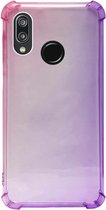 ADEL Siliconen Back Cover Softcase Hoesje Geschikt voor Huawei P20 Lite (2018) - Kleurovergang Roze Paars