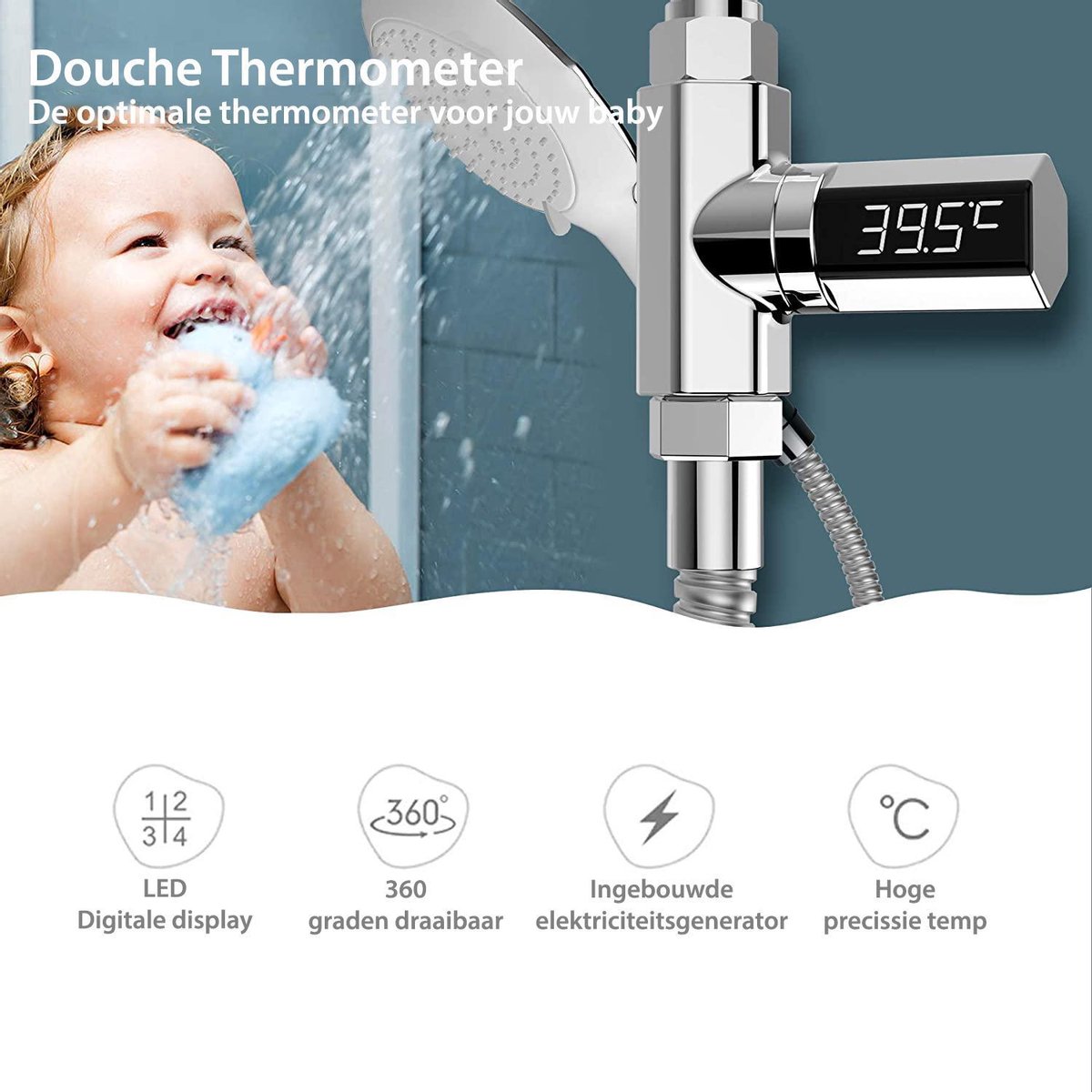 Thermometre Douche, Thermomètre Bain bébé, Affichage numérique de