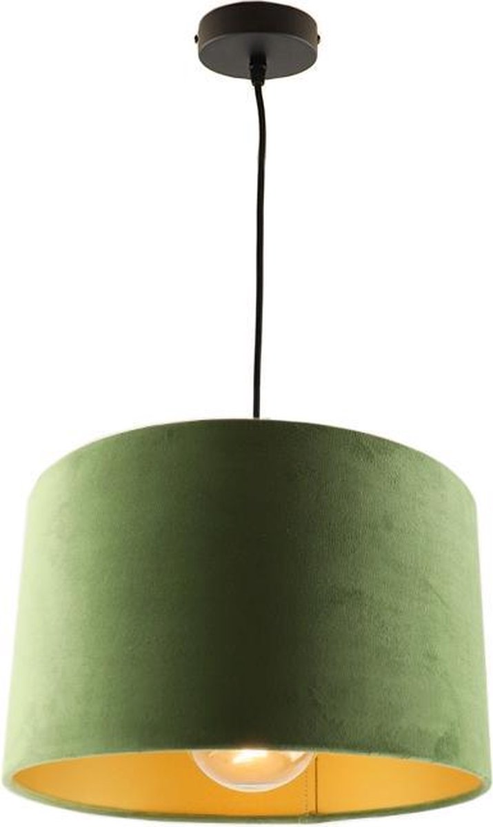 Olucia Urvin - Moderne Hanglamp - Stof - Goud;Groen - Rond - 30 cm