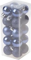 KERSTBALLEN SET 20 STUKS | KERSTVERSIERING | MIX NACHTBLAUW | D3 CM | KUNSTSTOF BLINKEND | GLITTER