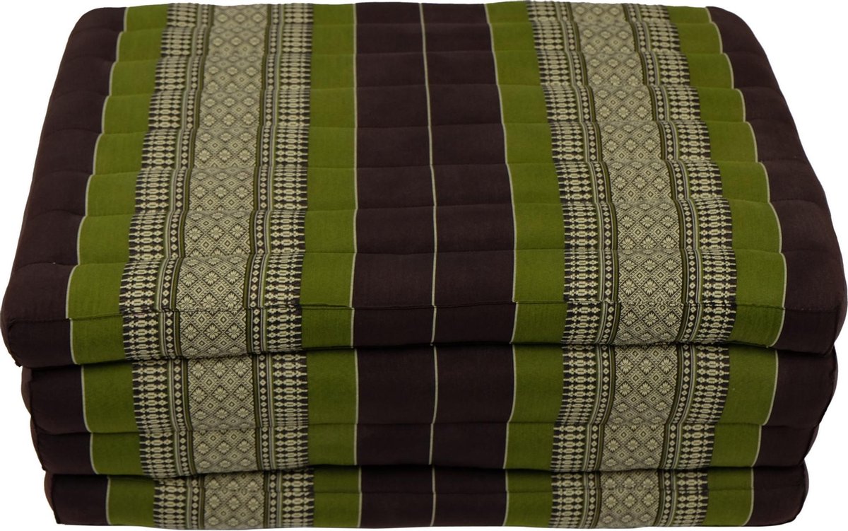 Fine Asianliving Thais Kussen Matras Gevouwen 80x200cm Mat Kussen XXXL Groen Meditatie Mat Matras