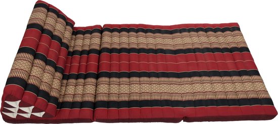 Fine Asianliving Thais Kussen Meditatie Driehoek Vloer Ligmat Yoga Uitklapbaar Kapok 80x190cm XXXL Rood Meditatie Mat Matras van Fine Asianliving — afbeelding 3