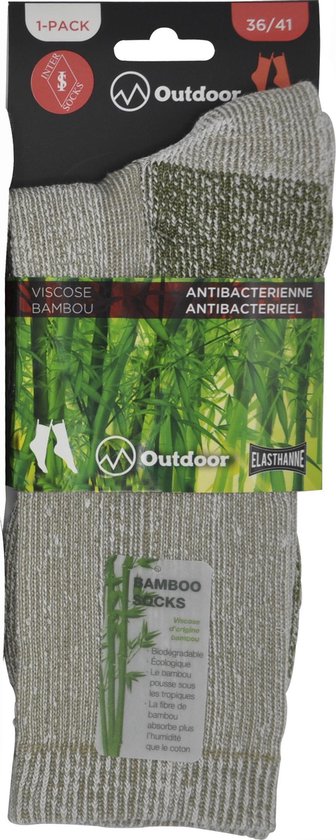 Wandelsokken Dames - OUTDOOR- 36/41 - naadloos - 2 PAAR - BAMBOO - kakhi                      chaussettes socks