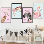Muursticker | Portret | Hert | Giraffe | Zebra | Flamingo | Wanddecoratie | Muurdecoratie | Slaapkamer | Kinderkamer | Babykamer | Jongen | Meisje | Decoratie Sticker