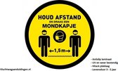 houd afstand corona sticker - mondkapje verplicht  vloersticker - rond - 20cm - 200 mm - corona stickers - waarschuwingsstickers - antislip laminaat - covid-19-sticker