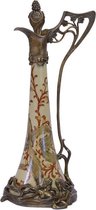 Wijnkan porselein Bloemen - Kan - Met brons - 34 cm hoog