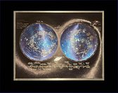Decor Art Amsterdam Poster - Constellation Map Metallic Gravure Light Effect - 30 X 24 Cm - Black En Blue