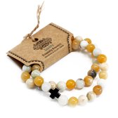 Set de 2 bracelets d'amitié pierres précieuses - Fidélité - Amazonite & Jaspe jaune