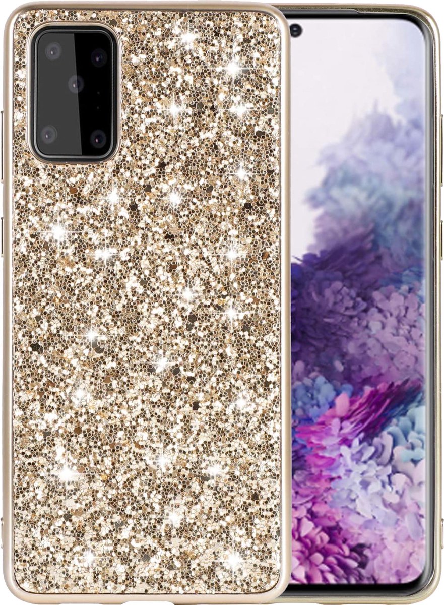 Geschikt voor Samsung Galaxy S20 Backcover - Goud - Glitter hoesje