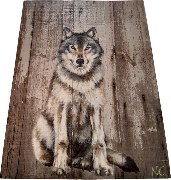 Maakte zich klaar Roos Watt Houten Schilderij met Wolf 33 x 25 cm Wolf Schilderij | GerichteKeuze |  bol.com