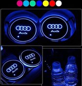 Lichtgevende Audi LED onderzetters - Auto binnerverlichting - Verschillende kleuren LED - Opladen via USB - 2 stuks
