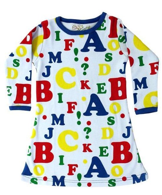 Jurk Biowolk Letters Lange Mouw Maat 104 bol