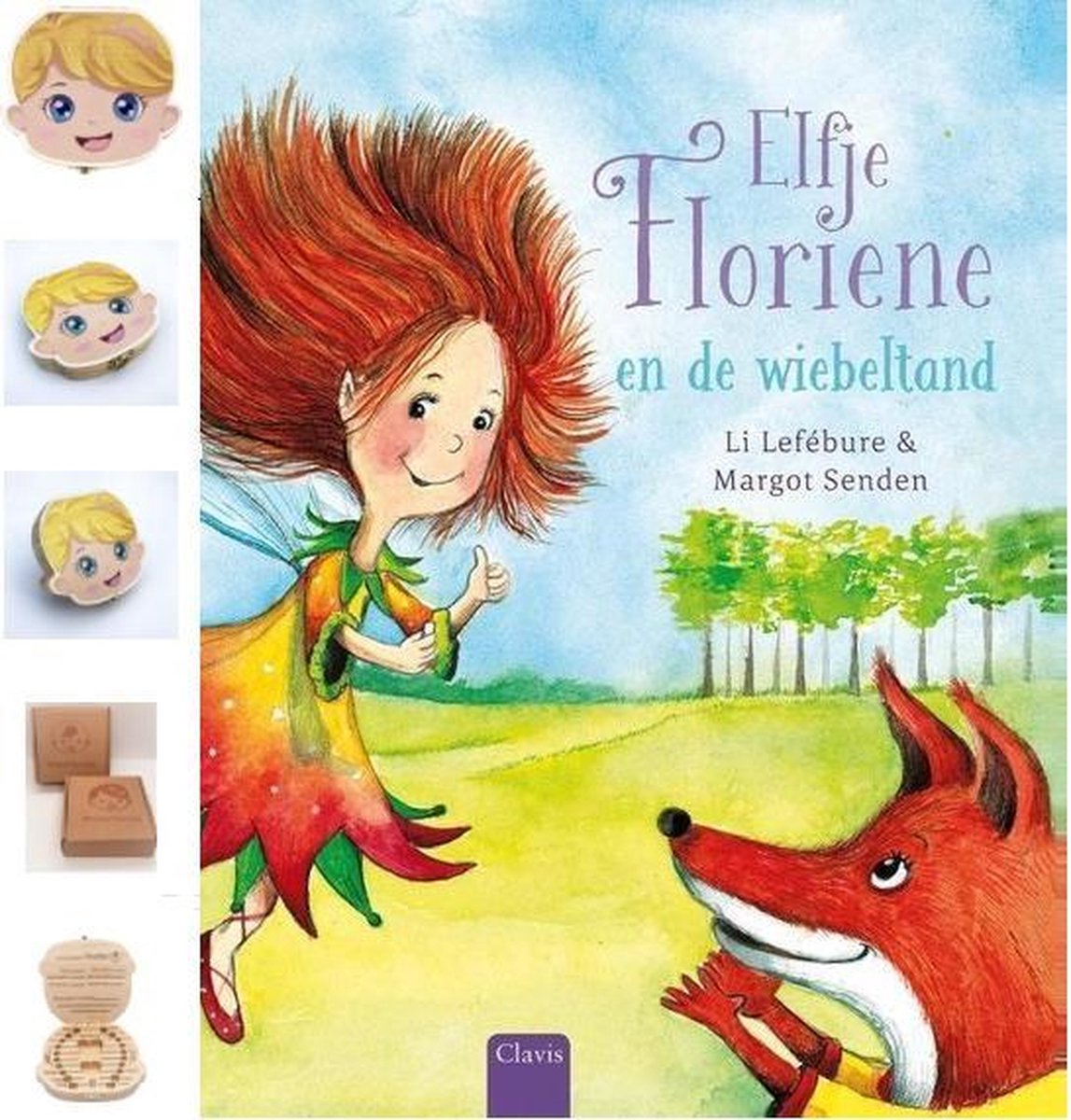 Tanden Doosje Set MEISJE BLOND NEDERLANDS met Elfje Floriene en de Wiebeltand Voorlees Prenten Boek - WiebelTandje