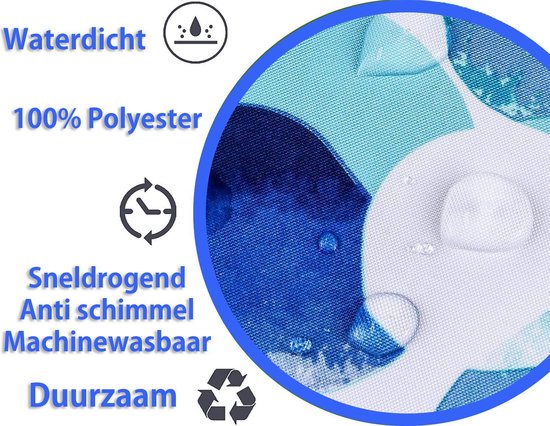 Douchegordijn 120x200 cm (Small) - Met Ophangringen - Polyester - Wasbaar en Duurzaam - Blue Petals