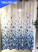 Douchegordijn - 180x200 cm - Incl. Ringen - Waterdicht  - Sneldrogend & Anti Schimmel - Wasbaar & Duurzaam - Polyester - Blue Petals