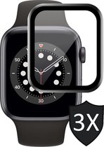 Screenprotector geschikt voor Apple Watch Series 6 44 mm - Full Screen Protector Glas - 3 Stuks