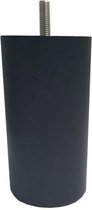 Zwarte plastic ronde meubelpoot 12 cm (M8)