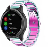 Stalen Smartwatch bandje - Geschikt voor  Garmin Vivoactive 4 stalen band - 45mm - regenboog - Horlogeband / Polsband / Armband