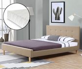 Tweepersoonsbed Estoril met matras 180x200 stof creme