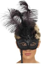 "Venetiaanse masker met veren voor volwassen - Verkleedmasker - One size"