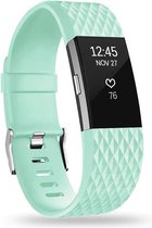 Siliconen Smartwatch bandje - Geschikt voor  Fitbit Charge 2 diamant silicone band - aqua - Maat: L - Horlogeband / Polsband / Armband