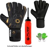 Elite - Black Real 2020 - Keepershandschoenen - inclusief keepersbidon & Elite Andalucia sleutelhanger - keepershandschoenen maat 9 - voetbal keepershandschoenen - keepershandschoen - Goalkee