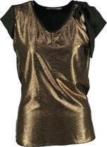 Amelie & amelie shiny stretch shirt - black gold - valt kleiner - Maat S