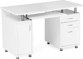 MIRA Home - Computerdesk - Uitschuifbaar toetsenbord - Modern - MDF - Wit - 121x60x76