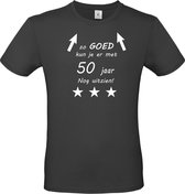 T-shirt met opdruk “Zo goed kun je er met 50 jaar nog uit zien”, cadeautje voor Abraham of Sarah