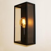 Wandlamp Rowin 35 Zwart - hoogte 35cm - E27 - IP44 - Dimbaar > wandlamp binnen zwart | wandlamp buiten zwart | wandlamp zwart | buitenlamp zwart | muurlamp zwart | lamp zwart | sfeer lamp zwart