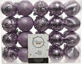 40x Lila paarse kerstballen 6 cm - Glans en glitter - Mix - Onbreekbare plastic kerstballen - Kerstboomversiering paars