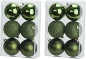 12x Appelgroene kunststof kerstballen 8 cm - Mat/glans/glitter - Onbreekbare plastic kerstballen - Kerstboomversiering appelgroen