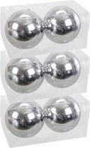 6x Grote kunststof kerstballen zilver glanzend 15 cm - Grote onbreekbare kerstballen