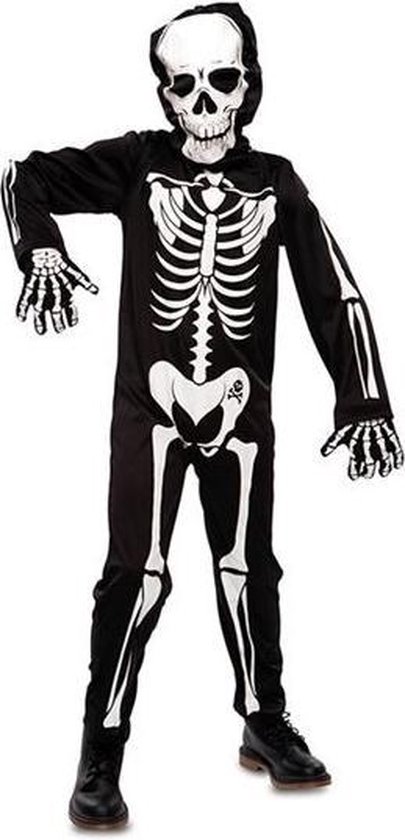 Witbaard Verkleedkostuum Skelet Junior Polyester Zwart/wit 105-121cm