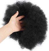 Afro Puff extra groot 80gram kleur zwart met trekkoord en schuifjes Hairbun Wrap Around