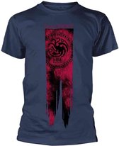 Game Of Thrones Heren Tshirt -XL- Targaryen Flag - Fire & Blood Blauw