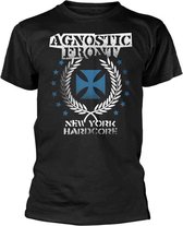 Agnostic Front Heren Tshirt -L- Blue Iron Cross Zwart