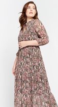 LOLALIZA Maxi jurk met slang en bloemenprint - Roze - Maat 42