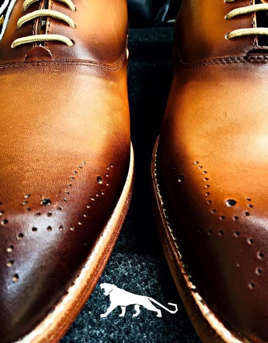 Chaussure homme en cuir, Cognac avec marron foncé, taille 44 | bol