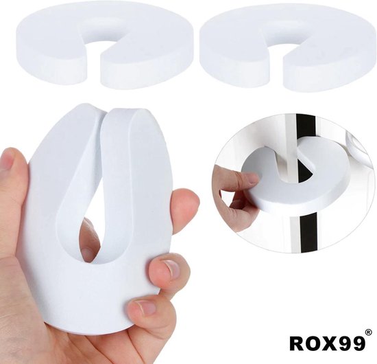 4-pack Deurstoppers - foam - extra dik en sterk - wit - deurklem - kinderbeveiliging - vingerbescherming - veiligheid kind - beschermer - vingers - deur - kozijn - kastdeur - deurstopper - ROX99