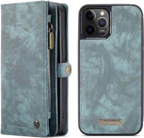 Caseme Retro Wallet splitleder hoesje voor iPhone 12 en iPhone 12 Pro - blauw